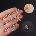Stainless Steel Jewelry Colorful Heart Star Moon Zirconia Screw Back Stud Ear Piercing Earring Bone Studs Cartilage Earrings