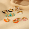 Colorful Enamel Non Tarnish Water Proof Huggie Earrings 316l Stainless Steel Yiwu 18 K Gold Candy Jewelry Wholesale for Girls