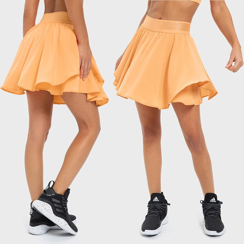SHINBENE Custom Logo Women's High Waist Golf Skirts 2in1 Pleated Tennis Skirt Built in Shorts
