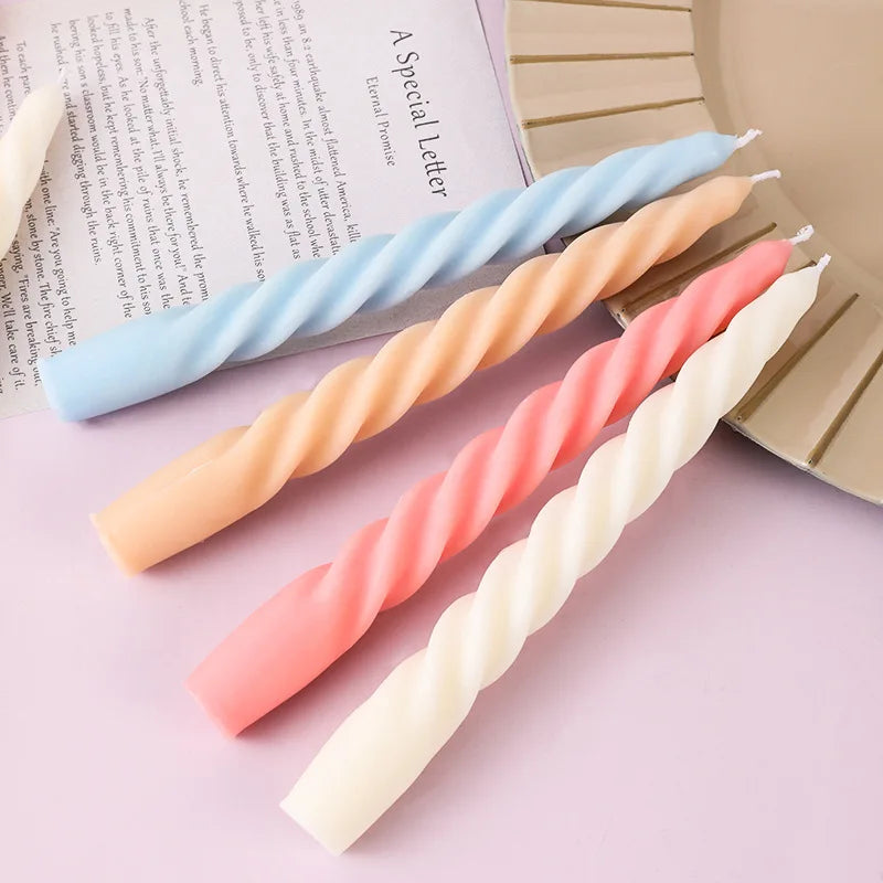 Bestsun Spiral Taper Candles Colored Twisted Long Candle Colored Unscented Home Decor for Christmas Dinner