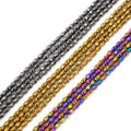 3x5mm Faceted Rice Shape Stone Beads Strand Gray Rainbow Gold Plated Hematite Beads for Jewelry Making