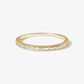 LOZRUNVE 925 Sterling Silver Gold Bezel CZ Delicate Dainty Stackable Baguette Half Eternity Ring Set