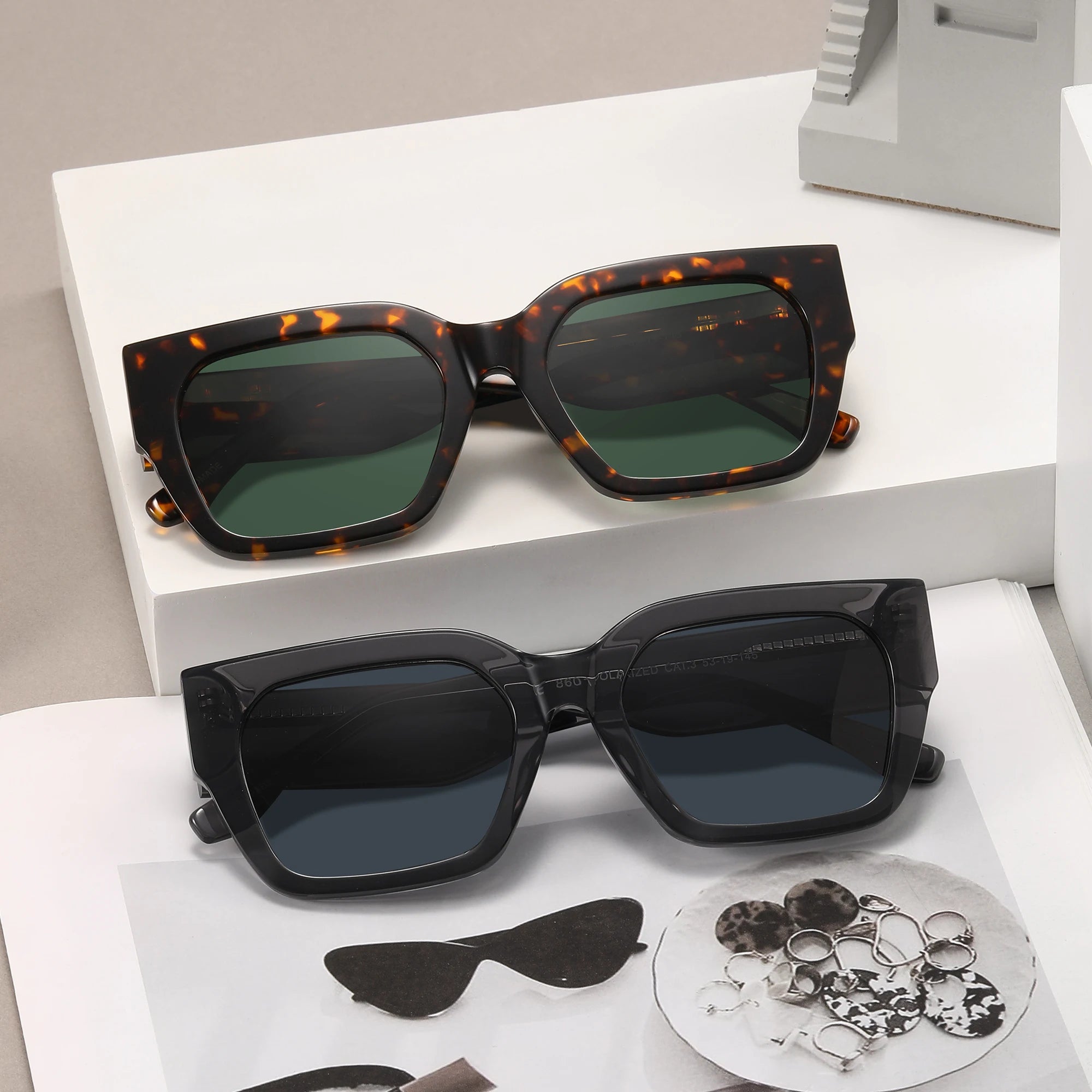 New Arrival Brand Sunglasses Square Frame Polarized Lens Luxury Shades Women Men Sunglasses 2024