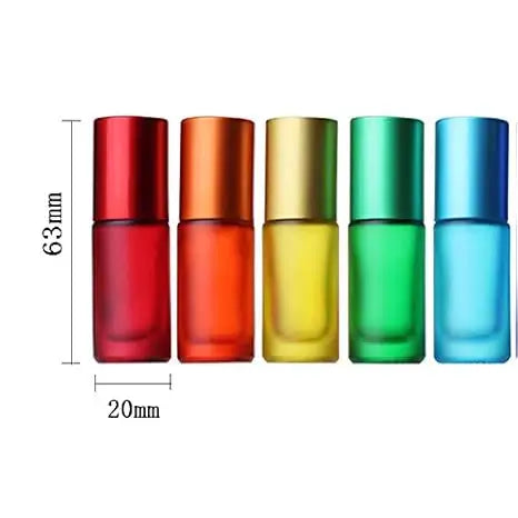 Wholesale Empty Colorful Frosted Thick Bottom 5ml Glass Roller Bottles with Stainless Steel Roller Balls