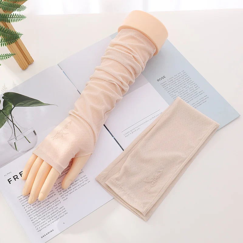 Fashion Women Outdoor Summer Thin Sun UV Protection Car Driving Arm Sleeve Gloves