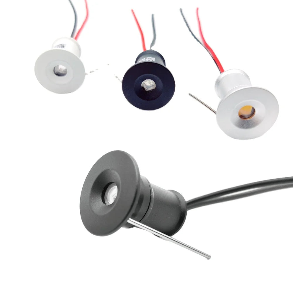 Black Body Pop Light Spot 1W Mini Led Downlight DC 3V 12V Small Ceiling Showcase Cabinet Light IP65 Cupboard Light