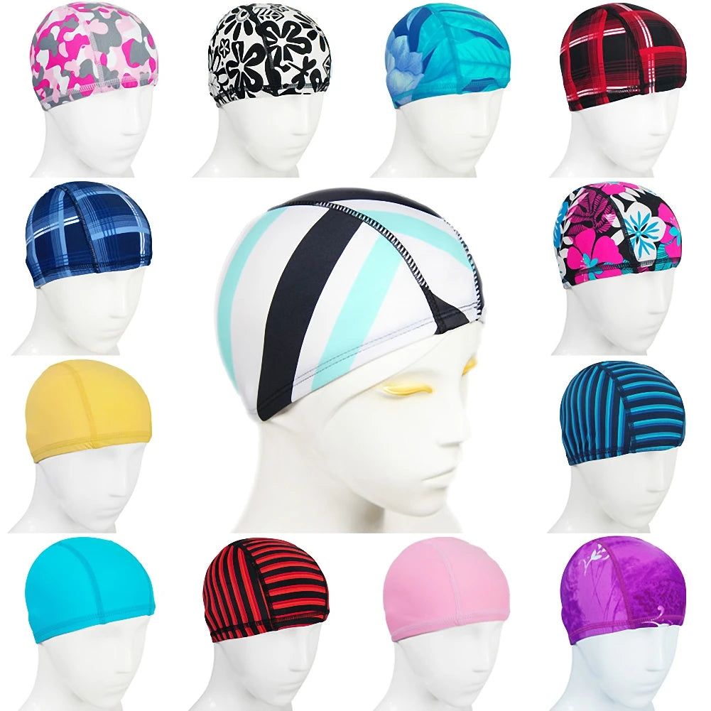 OEM Various Color Swim Cap Spandex Swim Cap Fabric Swimming Cap With Customized Logo