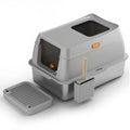 Household Grey Pet Toilet With Shovel Easy Cleaning Large Capacity Portable Stainless Steel Cat Litter Box
