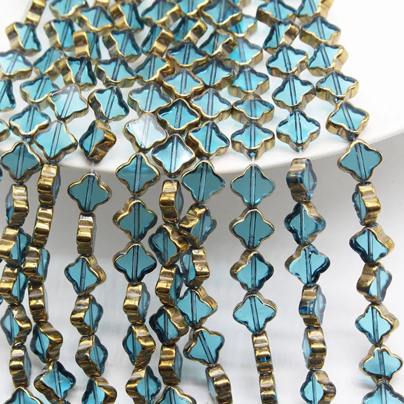 JC Crystal 10mm Gold Plated Crystal Loose Beads for Bracelet Wholesale DIy Accessories Four Leaf Clover Lampwork Glass Beads