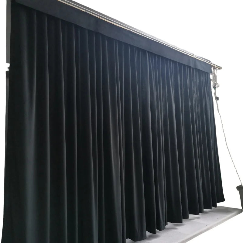 Hot Sale Modern Pleated Stage Curtain Heavy Duty Motorized Track for Theater and School Auditorium Woven Techniques