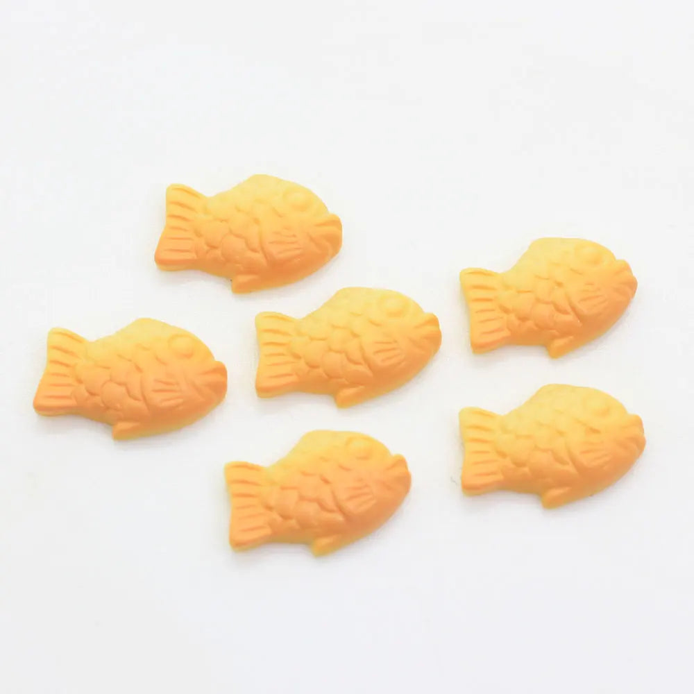 Japanese Food Model Simulation Kawaii Flatback Food Snack Taiyaki Goldfish Cracker Cabochons Fish Cookies