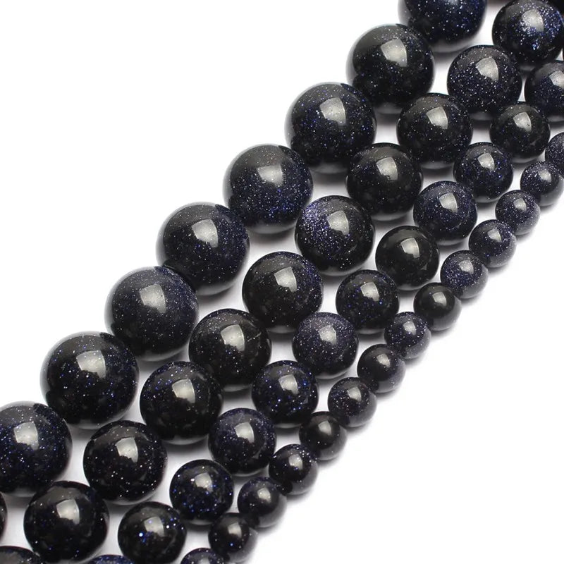 Natural Blue Sand Stone Beads 4MM 6MM 8MM 10MM 12MM round Loose Beads for Needlework and Jewelry Making