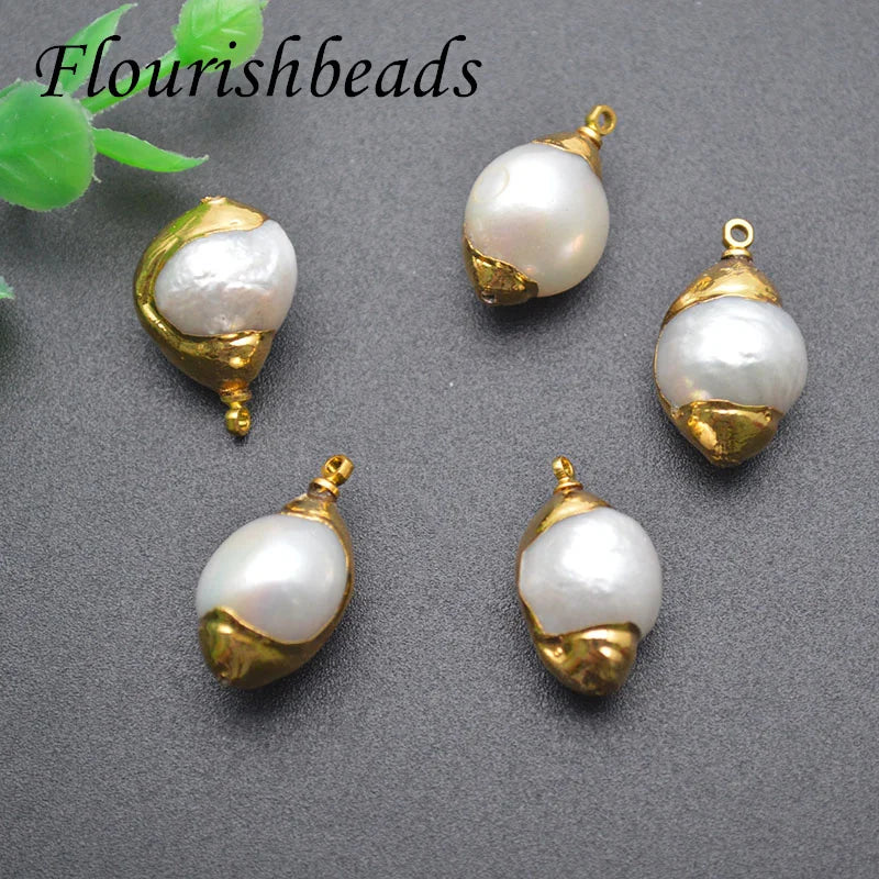 18k Gold Plated Fresh Water Pearl Loose Beads Charms for Jewelry Making