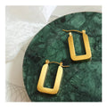 French Fashion 18k Gold Plated Stainless Steel Square Earrings Non Tarnish Geometric U Shape Hoop Earrings for Women