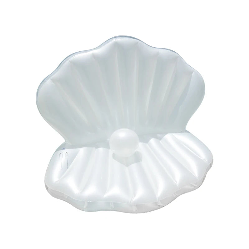 Small 140x90cm Yellow PVC Pear Swim Ring Sea Shell Pool Float with Beach Ball for Women