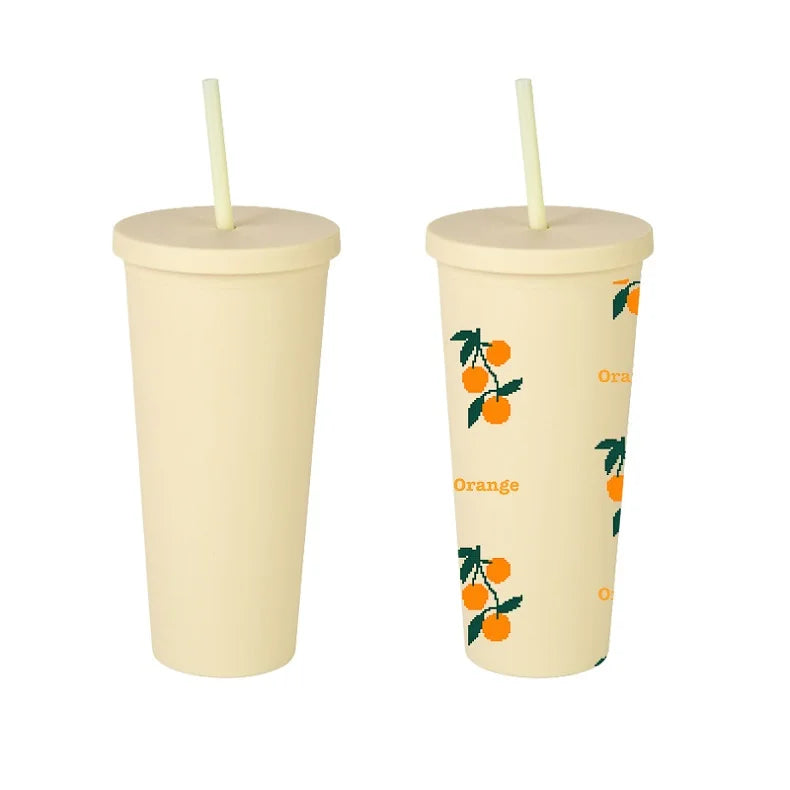 New Custom Printing 750ml Thermos Water Bottle Stainless Steel Straw Tumbler Cup Vacuum Car Coffee Mug Business Promotion Gift