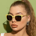 UNOC 2026 Women's Retro Fashion Sunglasses Newest Metal Hollow Design White Yellow Frames PC Material for Adults Male Female