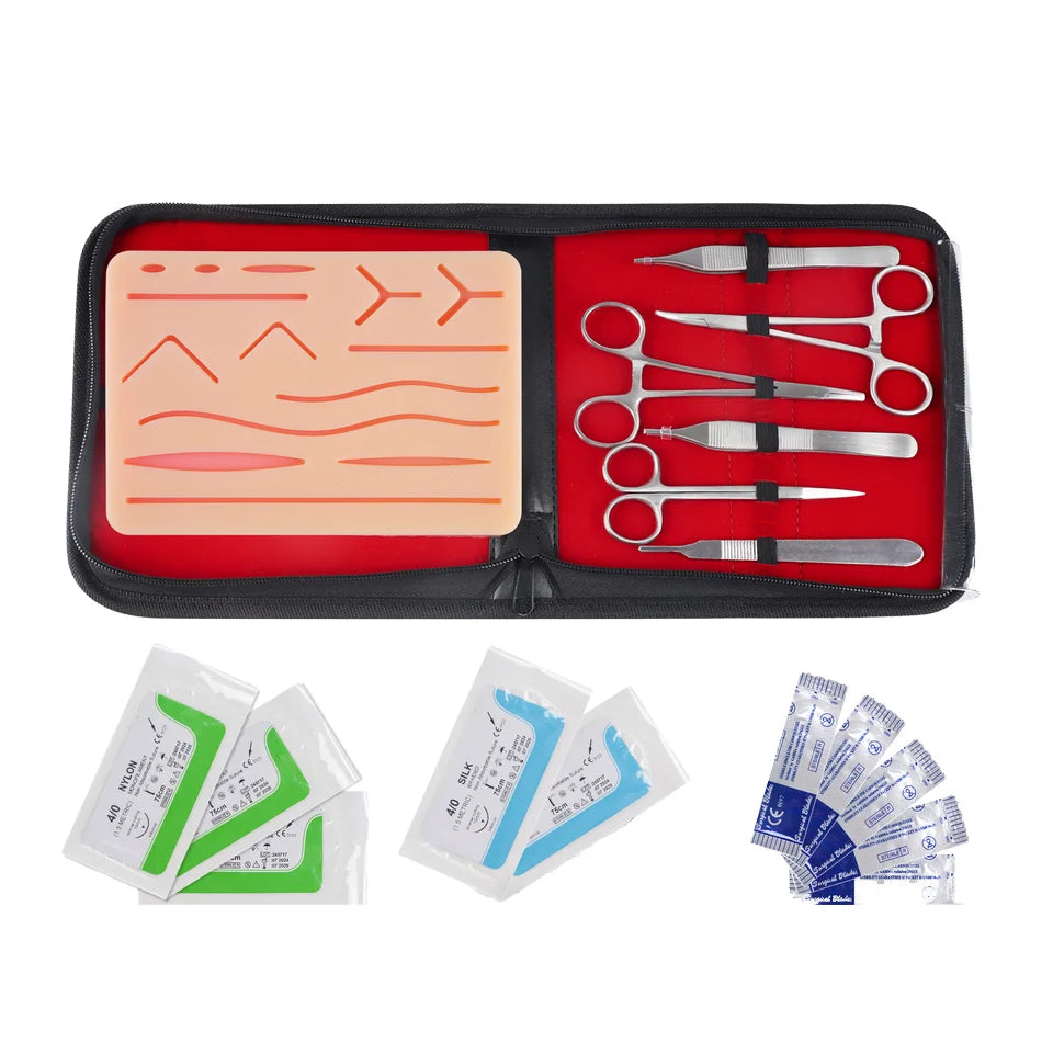 Safety Complete 6 Tools Suture Practice Kit Reusable Anatomical Model and Silicon PAD Tools for Medical Vet Students for Schools