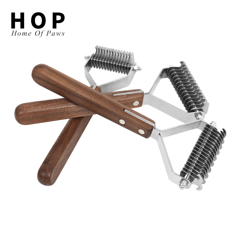 Wholesale LOW MOQ Classical Style Double Single Sided Pet Dog Dematting Comb Wooden Handle Pet Kont Rake Comb