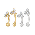 Right Grand ASTM F136 Titanium 16G Pearl Trinity Flower Labret Internally Threaded Rook Earring Eyebrow Piercing
