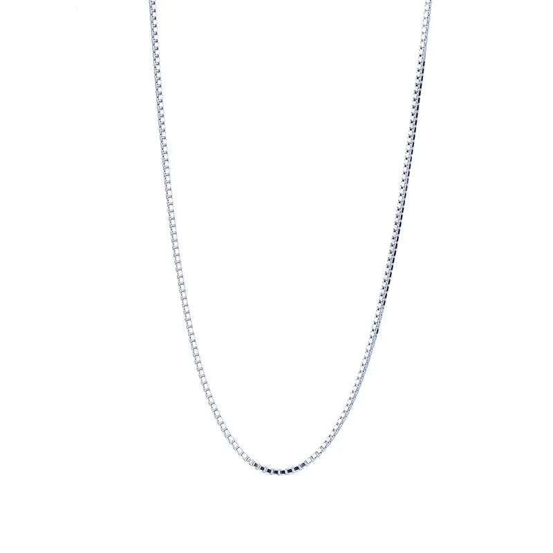 Cheap Necklace 925 Sterling Silver Box Chain Fashion Women Silver Necklace Plain Chains Thin