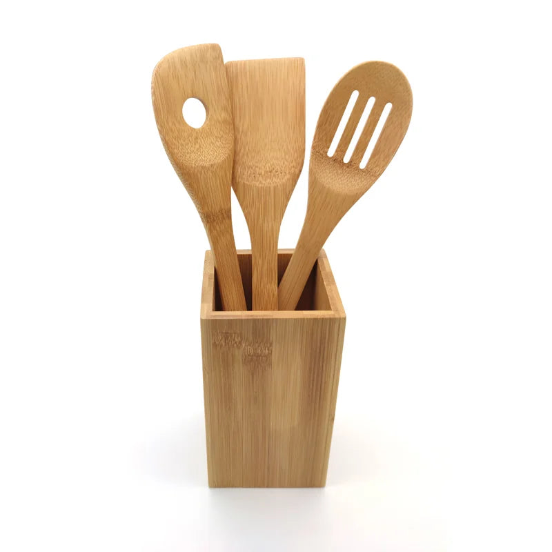 Tailai 1USD Clearance Bamboo Wooden Spoons Set Kitchen Cooking Utensils Set  & Spatula Kitchen Cooking Tools for Cookware