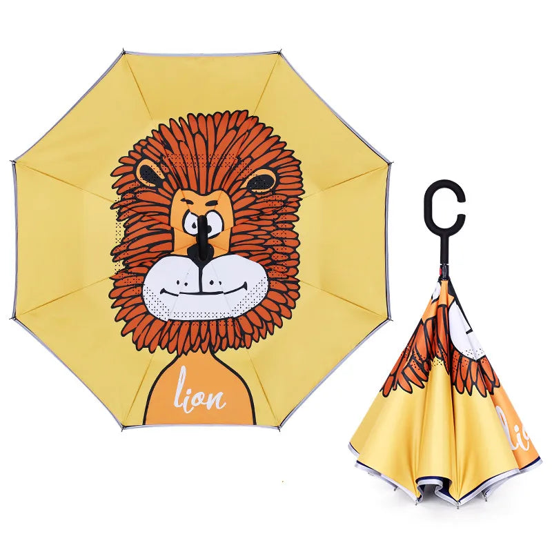 Cheap Price 21'' 8K Straight Cartoon Pattern Reversible Kids Umbrella with C Handle for Back to School