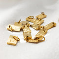 18K Gold Plated Stainless Steel Cube Initial Label Pendant A-Z Letter Mini Sign for Personalized DIY Necklace