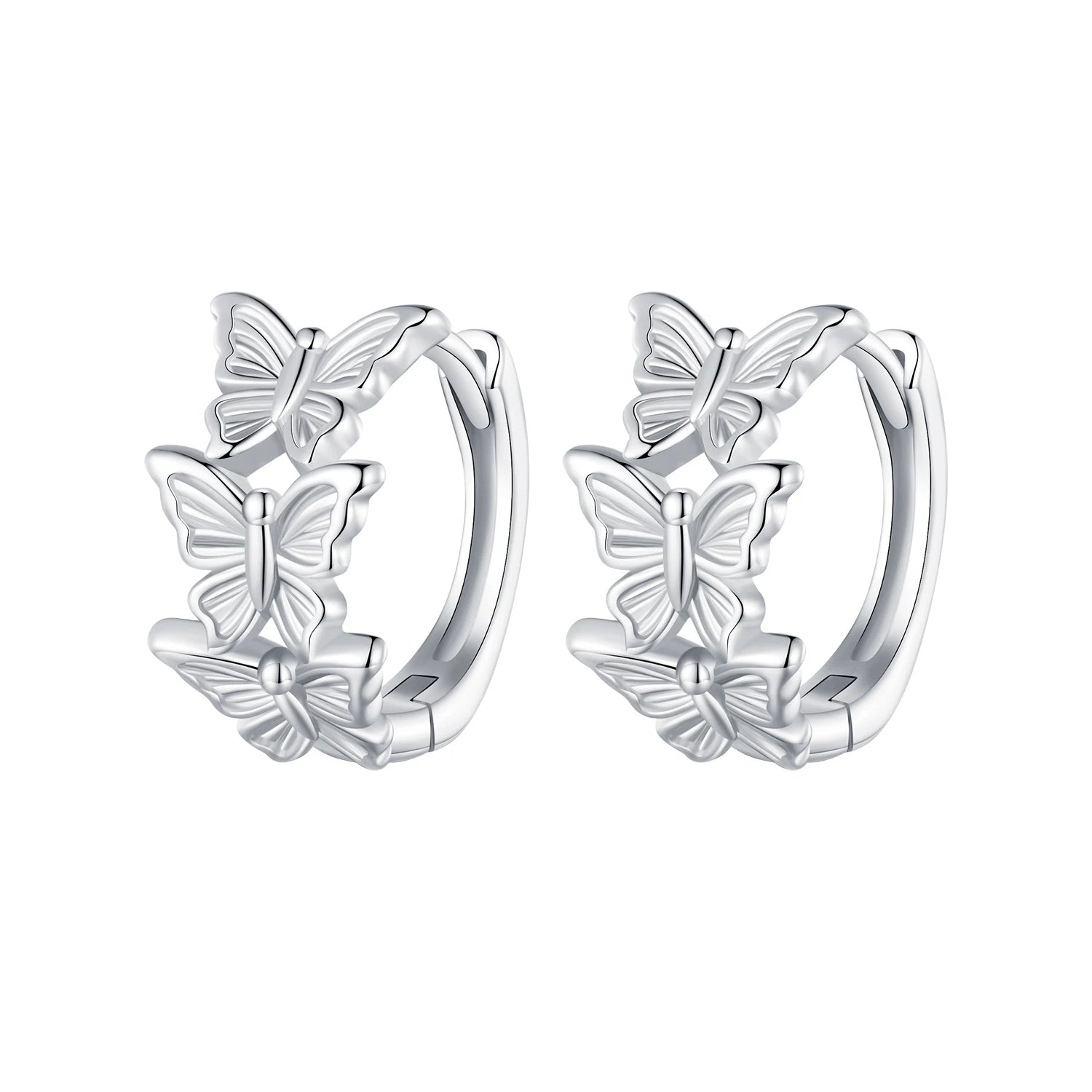 925 Sterling Silver Platinum-Plated Butterfly Ear Buckles Elegant Hoop Earrings for Women's Wedding Party Fine Jewelry BSE908