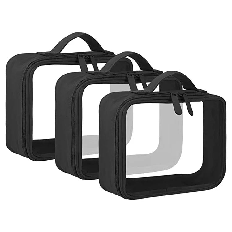 Custom TSA Approved Clear Zipper Cosmetic Bags & Cases Waterproof Transparent PVC Toiletry Makeup Organizer Travel Bag