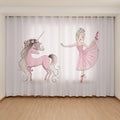 XinLan Custom Digital Printed Cute Cartoon Blackout Window Drapes Pink Unicorn Princess Style Decor Curtains