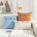 Custom Logo Faux Linen Farmhouse Button Vintage Couch Sofa Decorative Throw Pillow Case Cushion Cover
