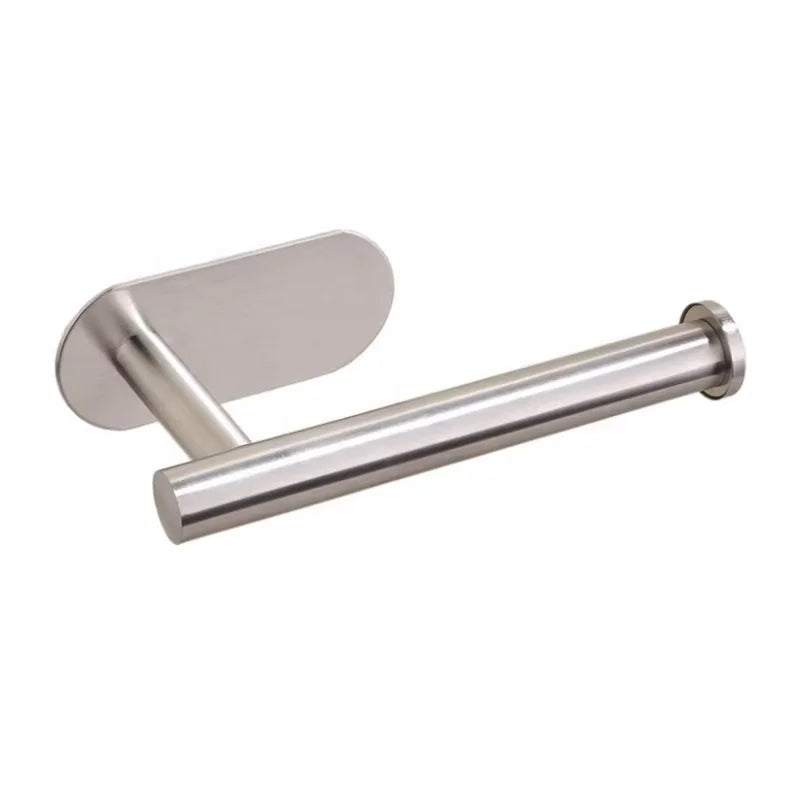 Modern Nail-free 304 Stainless Steel Self-Adhesive Nickel Finish Bathroom Wall-mounted Toilet Paper Holder