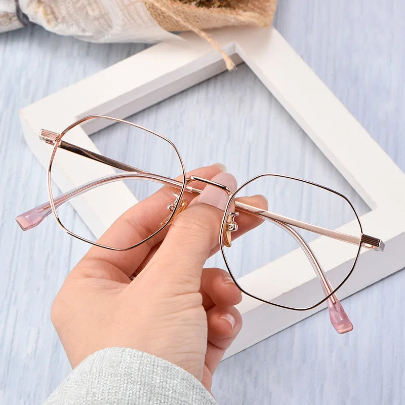 New Polygonal Retro Ultra Light Pure Titanium Frame Optical Eyeglasses Frames Eyewear Frames Glasses Optical for Women