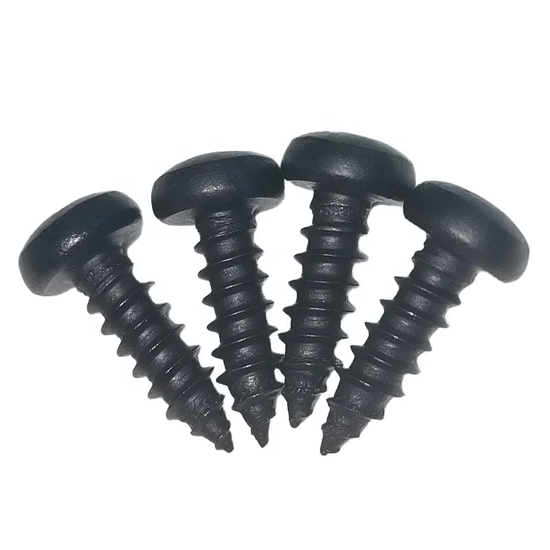 Custom Made A2 Black Oxide Stainless Steel 304 316 Metric Cross Drive Standard Thread Round Pan Head Self Tapping Screw