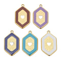 Gold Color Enamel Heart Charms Rhombus Pendants DIY Jewelry Necklace Making Bracelets Accessories Supplies