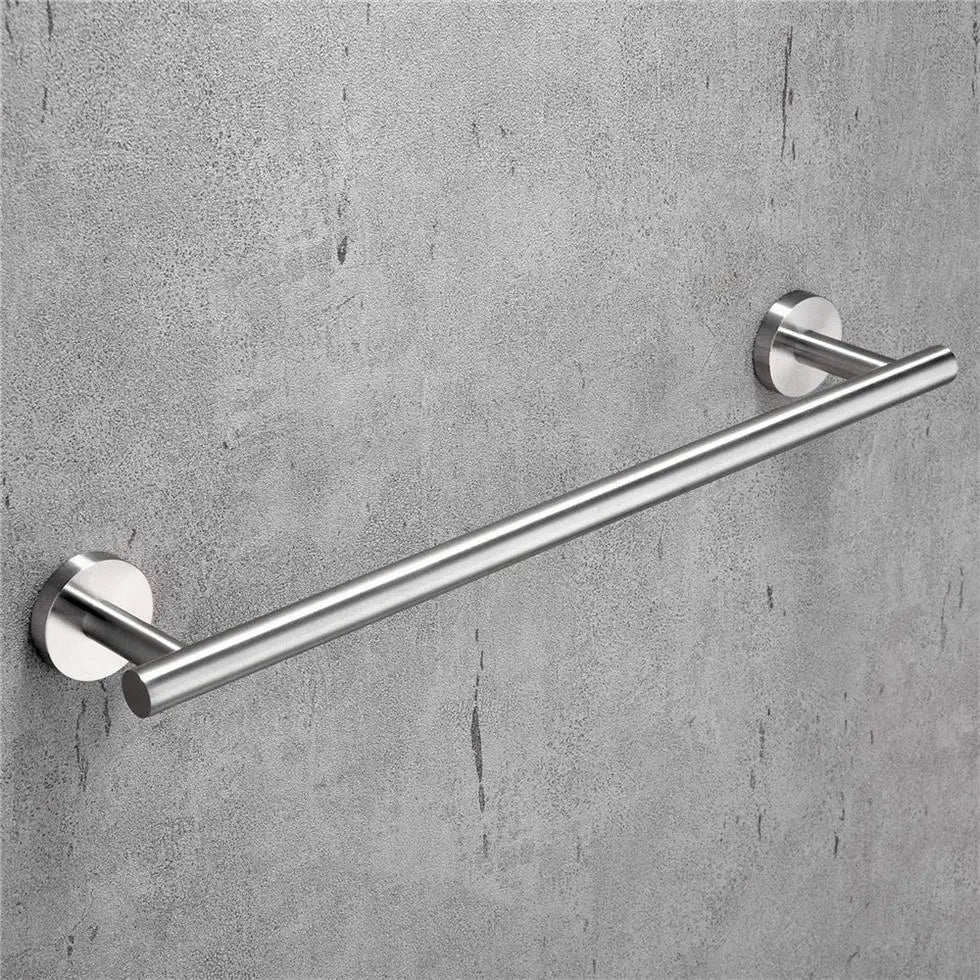 Luxury Modern Brushed Nickel 304 Stainless Steel Single Wall-Mounted Bathroom Towel Holder