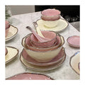 Wholesale Pink/White Ceramic Plates Bowls Sets for 4 People User Wave Pattern Ceramic Set Porcelain Dinnerware Set With Gift Box