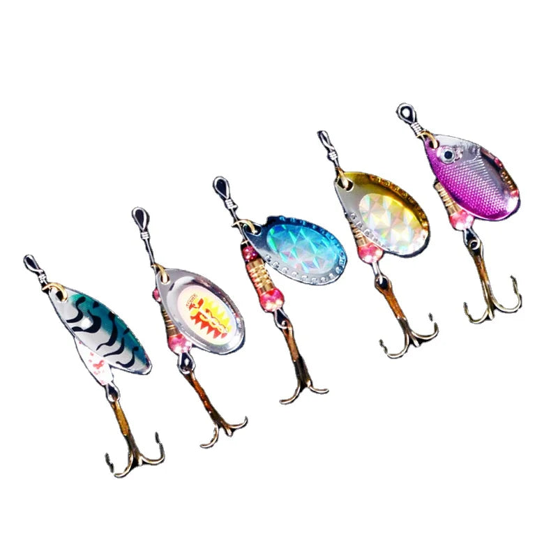 Bass Fishing Metal Spoon Lures with Composite Sequins Spinner Live Bait Frog Lure with Treble Hook for River and Lake Fishing