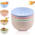 Eco-Friendly 4-Pcs Wheat Straw Tableware Set Includes Fragrant Rice & Noodle Soup Salad Fruit Bowl for Your Healthy Meals