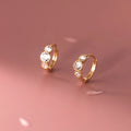 925 Sterling Silver Hoop Earrings for Ladies Custom Simple Fashion Gold Shiny Zircon Perforated for Parties Weddings Gold Plated