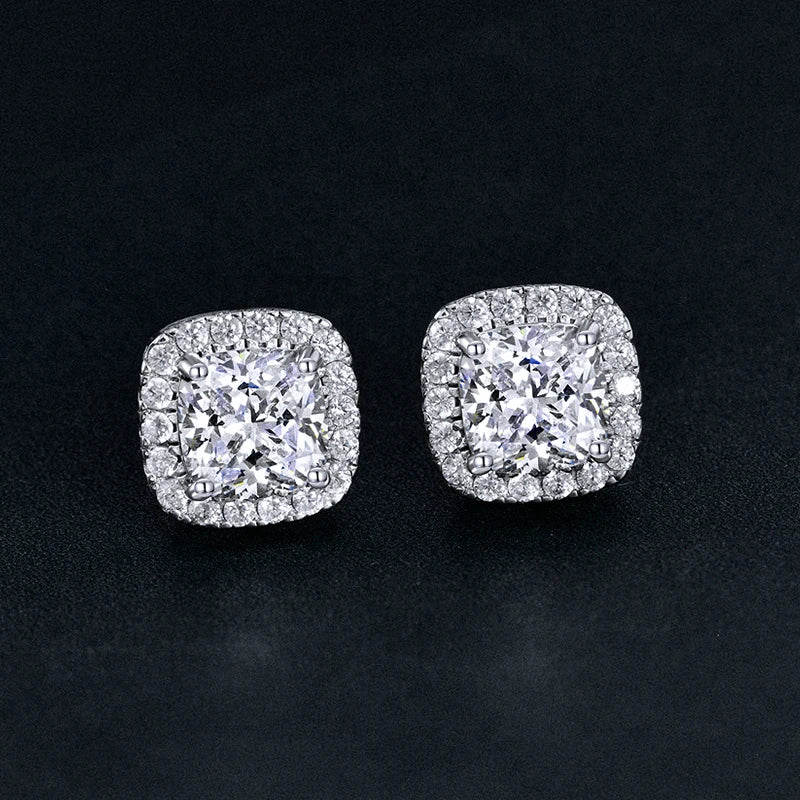 Luster 3ct Cushion Cut D White Fashion Moissanite 925 Sterling Silver Gemstone Earrings Jewelry for Women