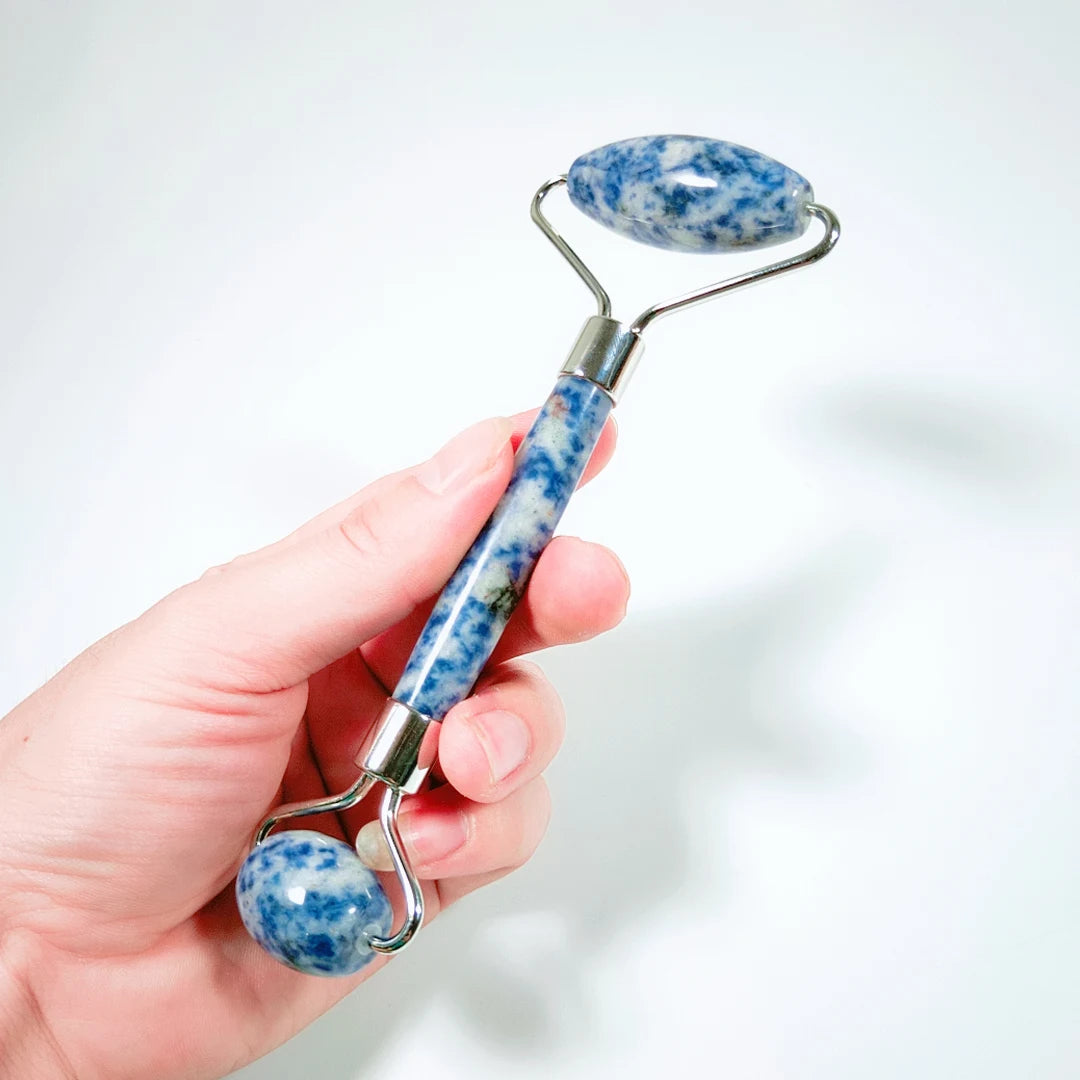 HZ Quartz Facial Roller. Blue Spot Stone Skin Massager. Facial Roller