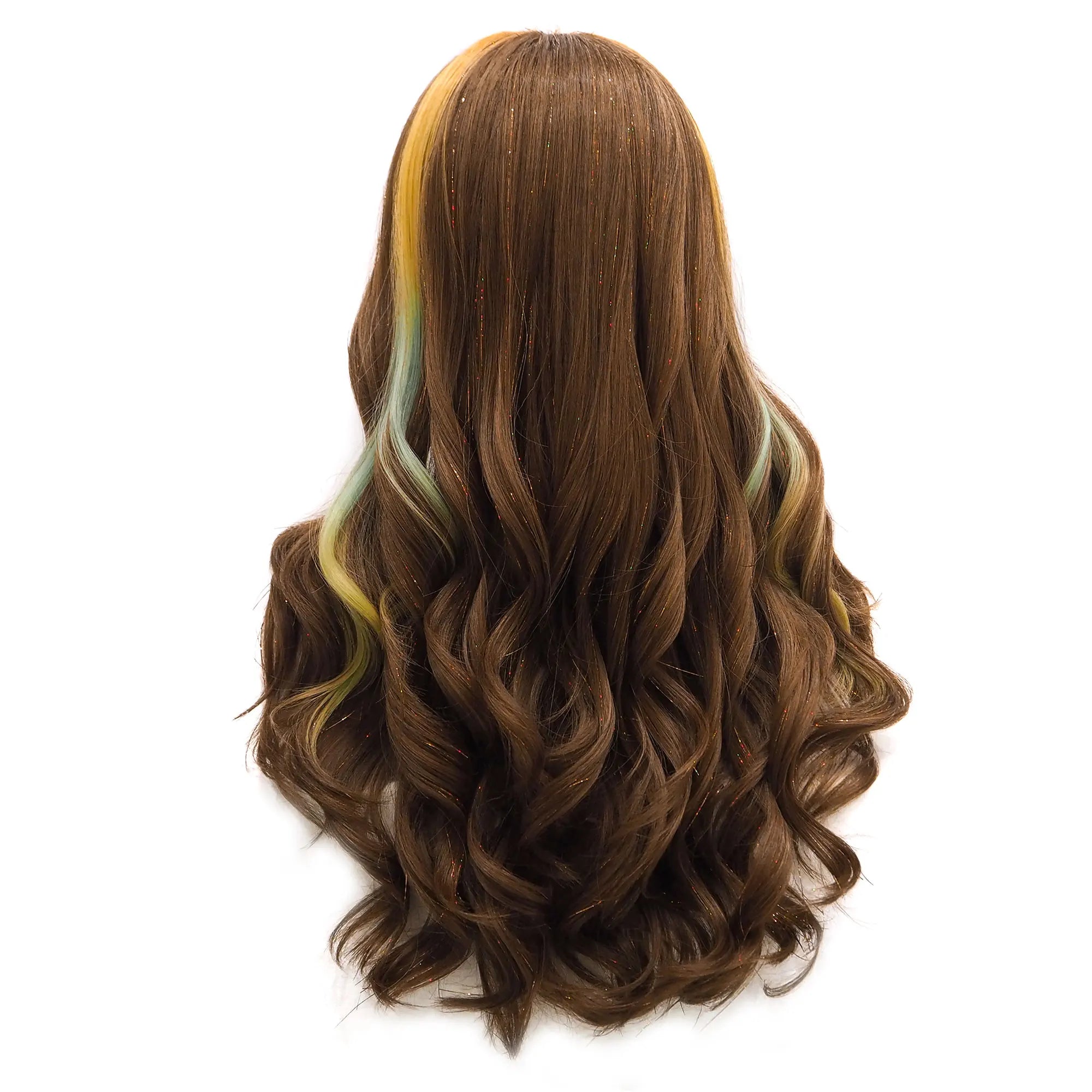 Celebrity New Fashion  tinsel  fiber  Natural Brown Color Heat Resistant Synthetic Wigs