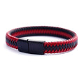 Red and Black Genuine Leather Bracelet Magnetic Clasp Alloy Leather Bracelet KIB062
