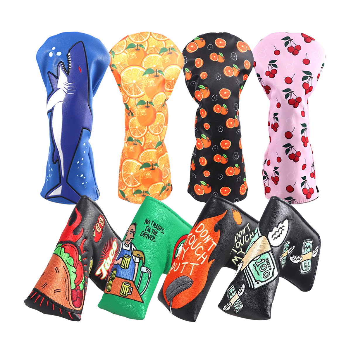 In Stock PU Leather Golf Cover for Putter Woods Driver Retail Bulk Golf Head Covers Plain Custom Club Covers Golf Headcovers