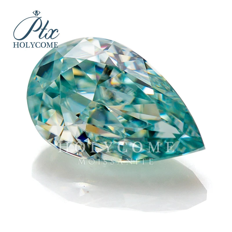 Aqua Blue 3x5-11x15mm Natural ColorHolycome Crushed Ice Pear Cut GRA Certificated  VVS1 Loose  Moissanite Diamond Jewelry Making