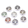 Silver Tree of Life Gemstone Pendant for Making Jewelry Necklace Women Men  Healing Chakra Crystal Stone Charm  Decorative