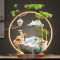 2024 New Ceramic With Table Lamp Usb Led Light Backflow Waterfall Incense Burner for Home Decor