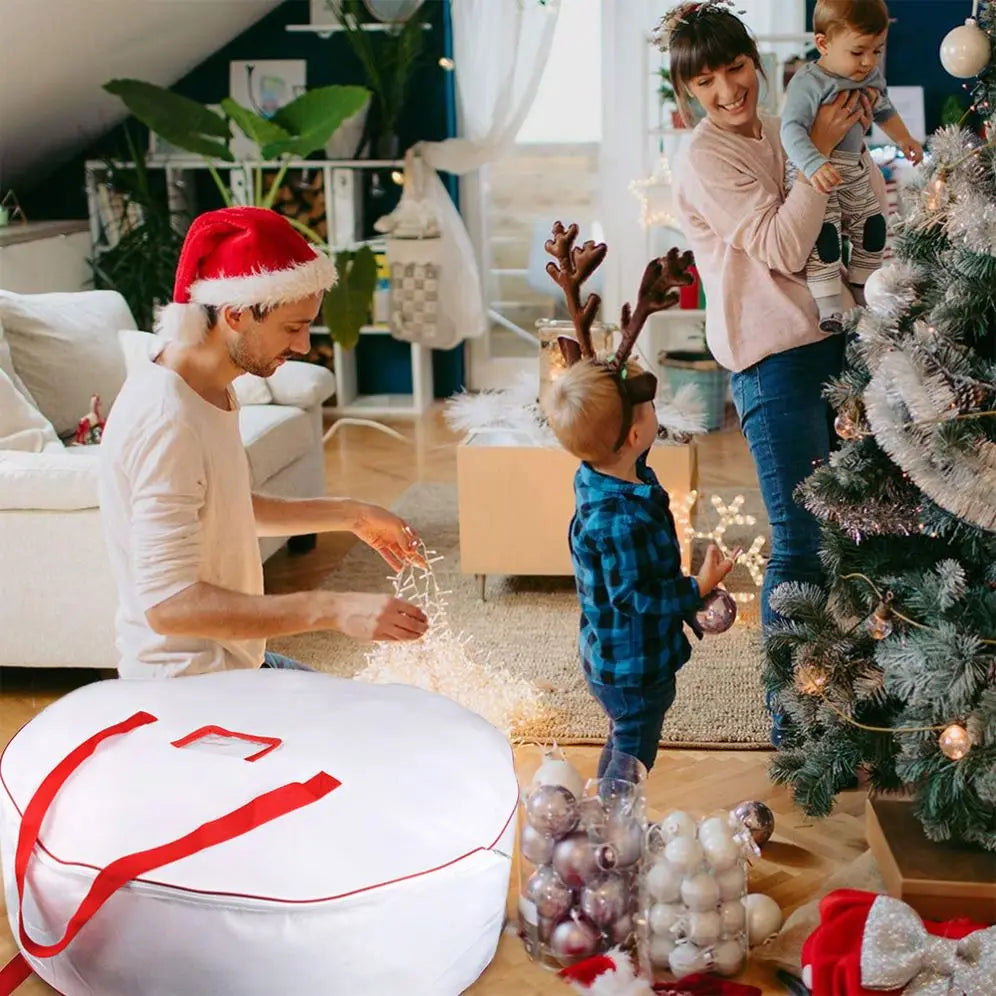 Christmas Wreath Storage Bag With Handles Constructed of Durable 600D Oxford Polyester Big Storage Bag for Xmas Holiday